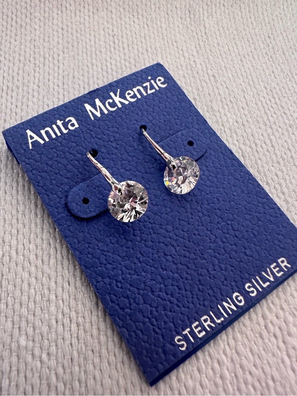 Anita McKenzie 925 Sterling Silver Clear Crystal Drop Earrings